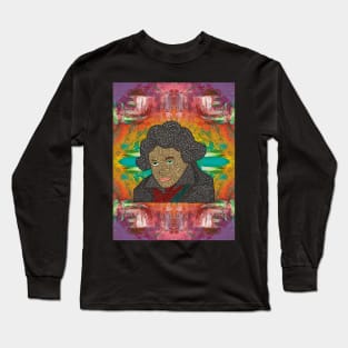 Beethoven Portrait with Abstract Background Long Sleeve T-Shirt